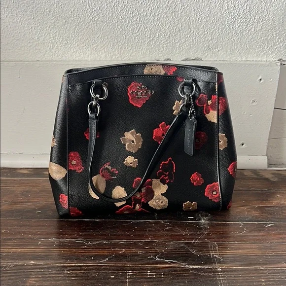 Coach Handbag Purse Leather Floral Print - Picture 1 of 7